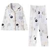 Spring and Autumn New High-end Imitation Cotton Pajamas Women's Summer Long-sleeved Trousers Set Women's Loose Large-size Loungewear