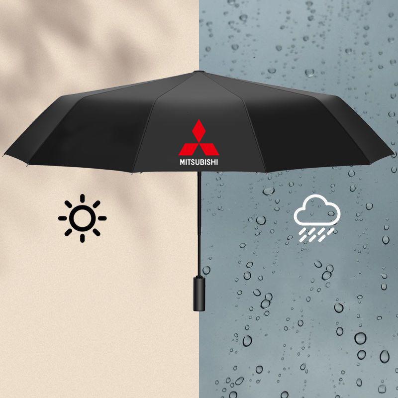 Car Logo Automatic Folding Windproof Sunshade Umbrella for Mitsubishi Lancer ASX Outlander Pajero Evolution Car Accessories