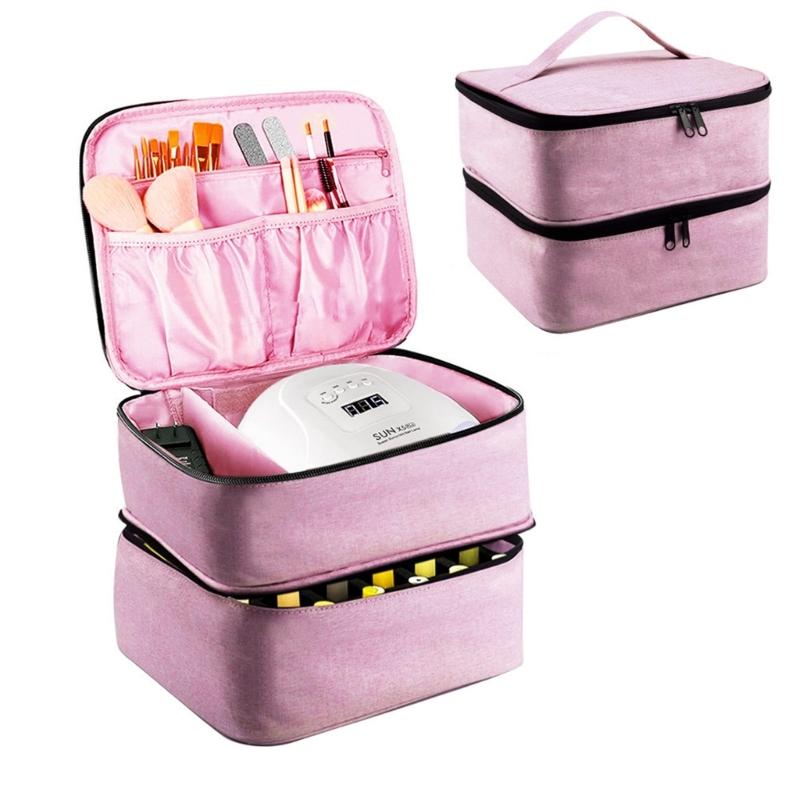 Nagellack Aufbewahrungsbox Doppelschichtige Tragetasche Nagellack Tragbare Organizer Tasche Stoßdämpfung Nagelset Zubehör
