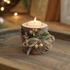 Solid wood Christmas candle holders, festive decor fragrance containers for candlelight dinner layout