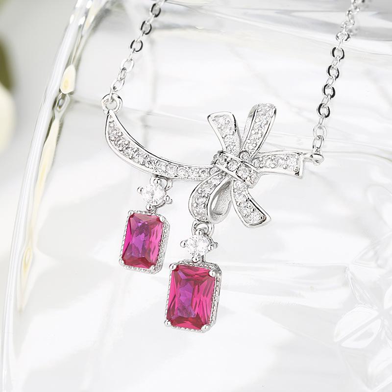 Jewelry Necklace Jewelry Ruby Zircon Pendant Emerald Butterfly Collarbone Chain Female