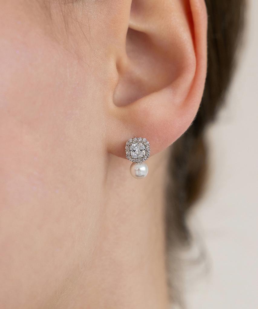 Tatiana Cushion Cubic Pearl Drop Earrings Ec3302