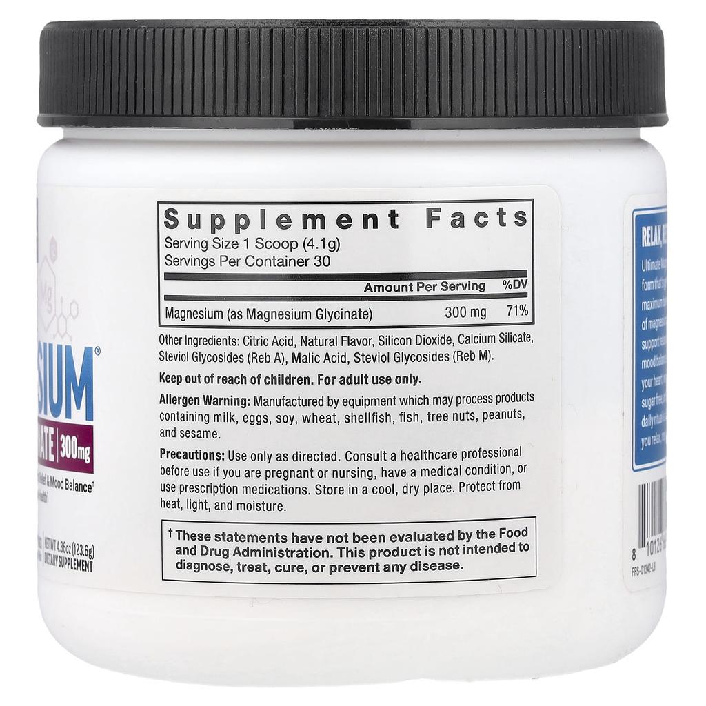 Force Factor, Ultimate Glycine Magnesium Drink Mix, Raspberry Lemon, 4.36 oz (123.6 g)