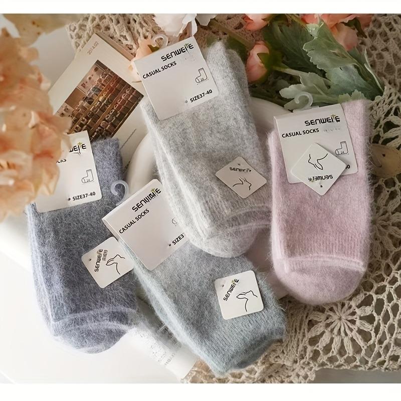 3PAIRS medium tube women's autumn and winter thick socks, warm and cold-proof, simple design in solid color, versatile for commuting!