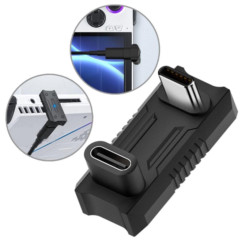 Type C Converters for Rog Male to Female 180 Degree Fast Charging Adapter with 140W/28V 5A Charge Support 8K60Hz