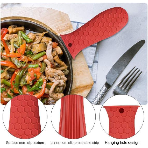 8 Pack Cast Iron Handle Cover, Silicone Hot Handle Holder, Assist Handle Holder, Non-Slip Pot Holder Sleeve, Pot Handle Covers Heat Resistant