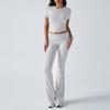 Women's Short Sleeve Flare Leg Tracksuit Set Multi Color Casual Outfit
