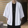 Cămașă pentru bărbați Kimono în stil japonez Costum de samurai de culoare solidă Haine asiatice Cardigan trei sferturi Cămașă pentru bărbați