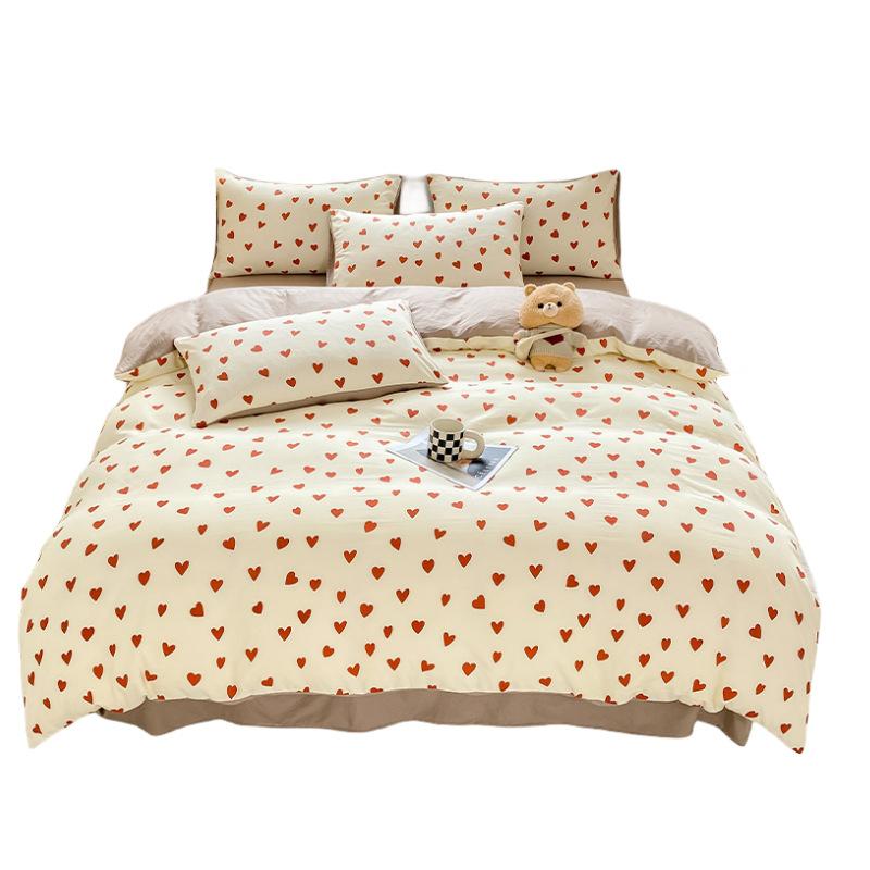 Class A Maternal And Infant Grade Washed Cotton Double-Layer Yarn4-Pcs Set Bed Hat Student Bed 3-Pcs Set Bed Sheet Quilt Cover Quilt Cover