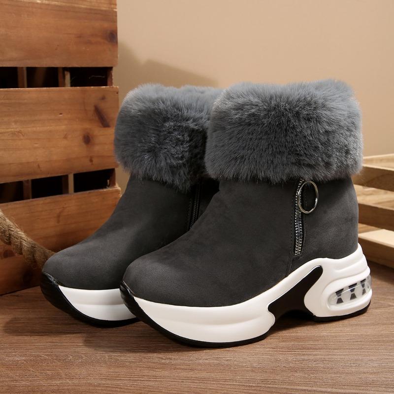 Women S Winter Warm Side Zip Snow Boots Platform Wedge Faux Fur Lined Shoes