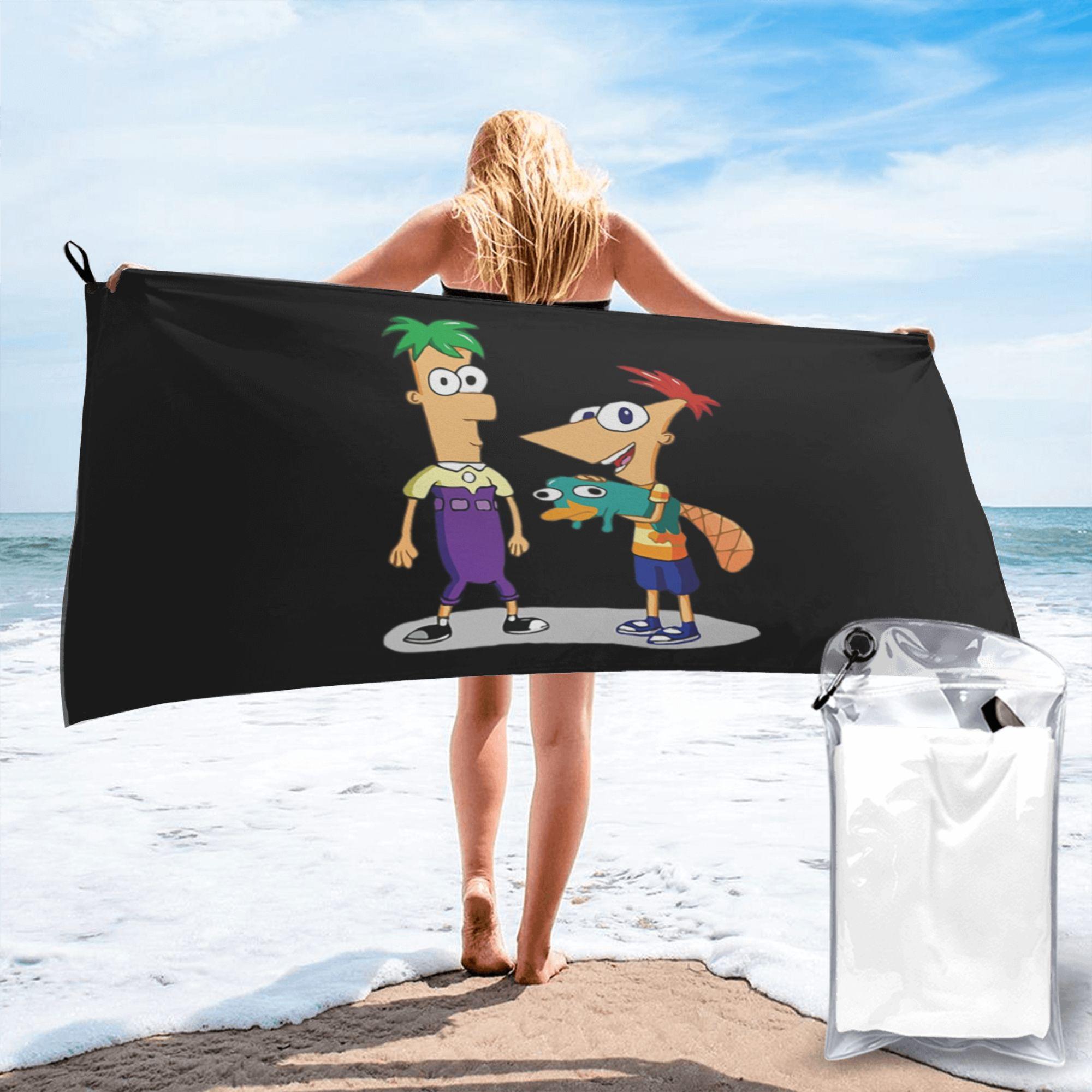 Jmg Household Supplies Phineas And Ferb Beach Towel Soft Microfiber Quick Dry Absorbent Quick Towels For Yoga