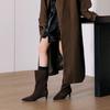 Fashion 2025 New Pointed Toe Mid-calf Women Boots Cow Suede Thin Heels Warm Knight Boots Fashion Slip on Party Ladies Shoes Modern Boots