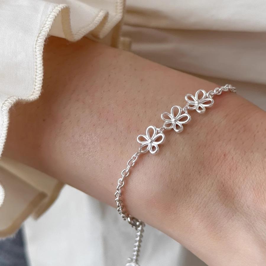100% Solid 925 Silver Retro Bracelet for Women Men Vintage Handmade Flower Narrow Patern Bracelet Birthday Gift