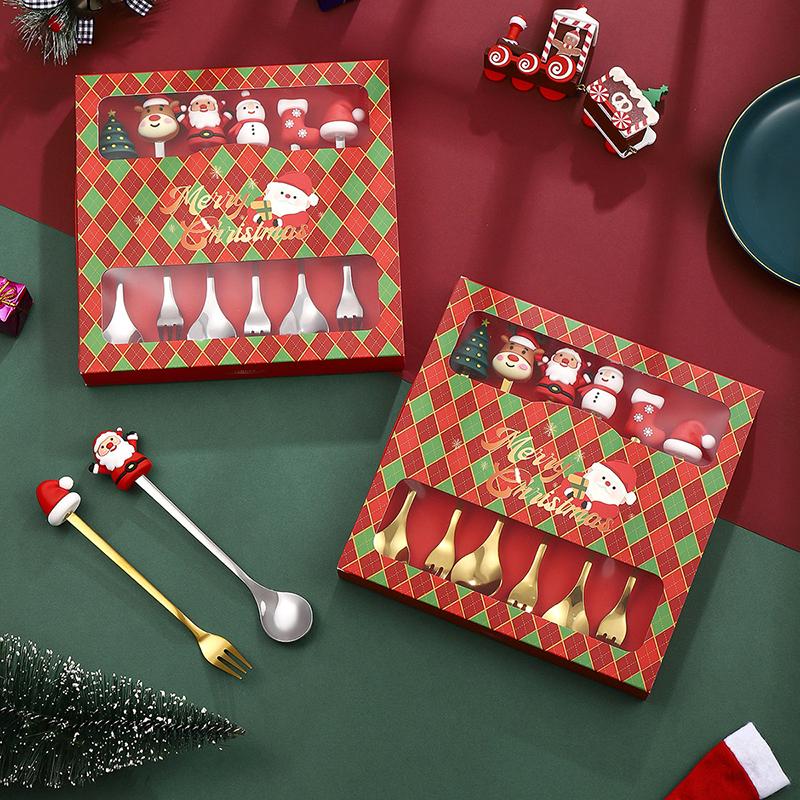 Christmas Fork And Spoon Set, Christmas Gift Box Tableware, Stainless Steel Tableware, Coffee, Tea And Dessert Fork And Spoon