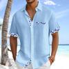 Men's Vintage Button Down Bowling Shirts Short Sleeve Summer Beach Shirt