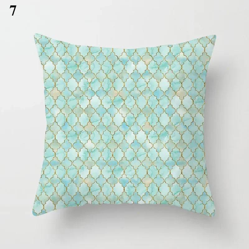 Housse de coussin géométrique, décoration de lit moderne, vert menthe, bleu, pour canapé élégant