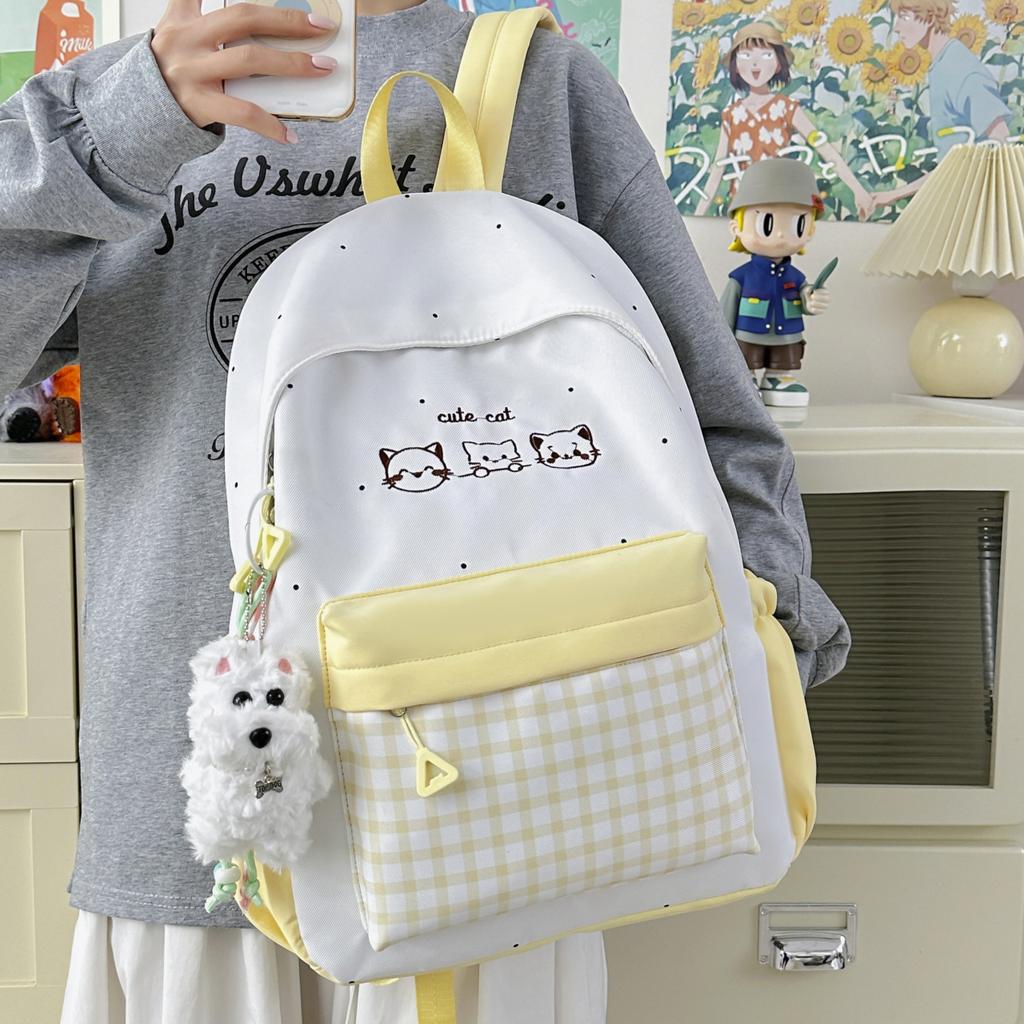 Schoolbag Wholesale Casual Plaid School Bag Female Junior High School Student High School Student Versatile Cute College Backpack Travel Backpack
