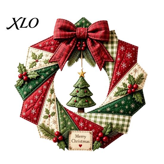 Saisonale Türdekoration Projekte DIY Patchwork Kranz Bastelset, Weihnachtsnähvorlagen, Innendekoration Bastelwerkzeuge Bauernhaus Stoffset