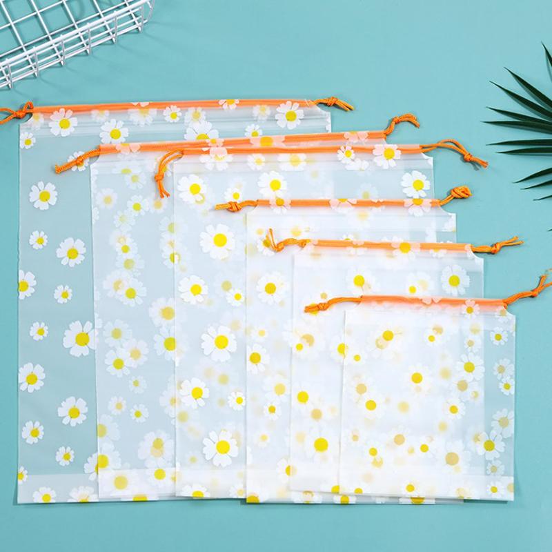 10 stk Snøring Vanntette klær Sko Oppbevaringsposer Eva Daisy Pattern Emballasje Organizer Vanntett sminke Toalettposer