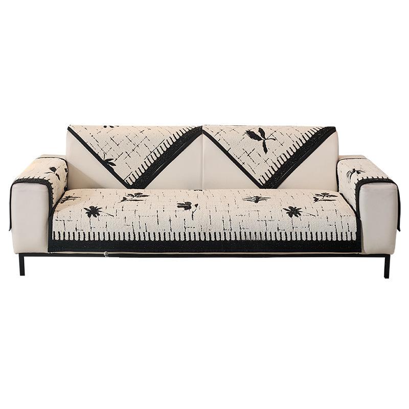 Simple And Modern Semi-leather Sofa Cushion Autumn And Winter Velvet High-end Feeling Straight Sofa Cover Anti-slip Sofa Cover