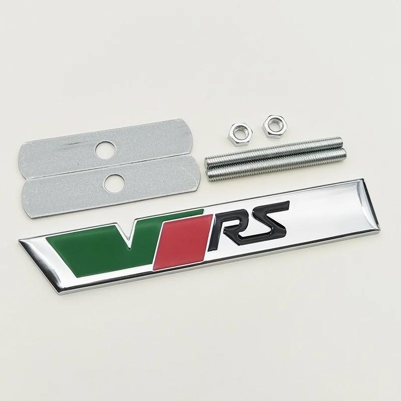 3d Metal RS Logo VRS Car Front Grill Emblem Rear Trunk Badge for Skoda VRS Octavia 1 2 3 Rapid Kodiaq Karoq Fabia Kamiq Superb EH4