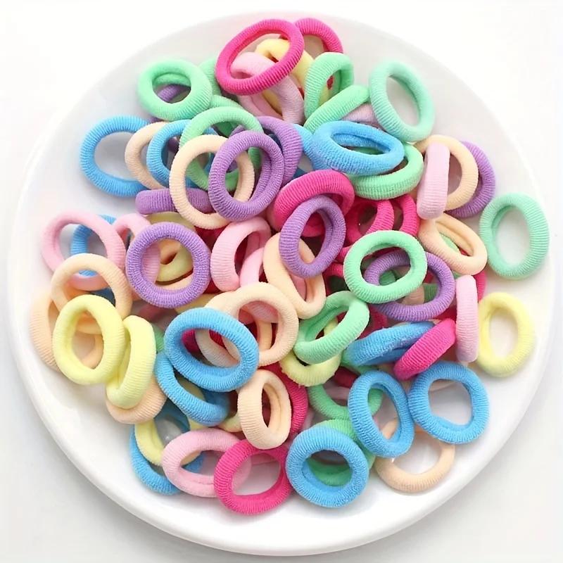100PCS/Set Women Girls Basic Hair Bands Simple Solid Colors Elastic Headband Hair Ropes Ties Hair Accessories Ponytail Holder