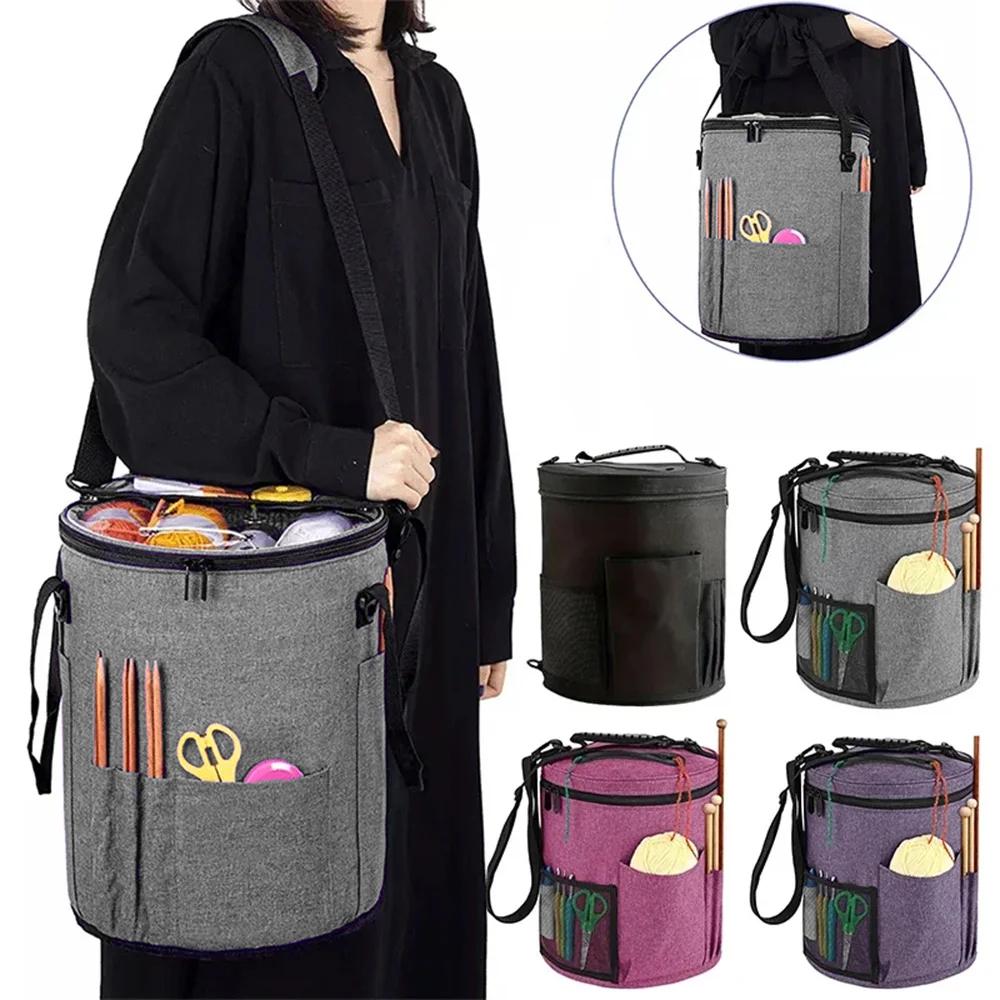 Häkeltasche mit großer Kapazität Garnaufbewahrung Stricknadelorganisator Häkel-Tragetasche mit Vordertasche für Garn Häkelnadeln Stricknadeln