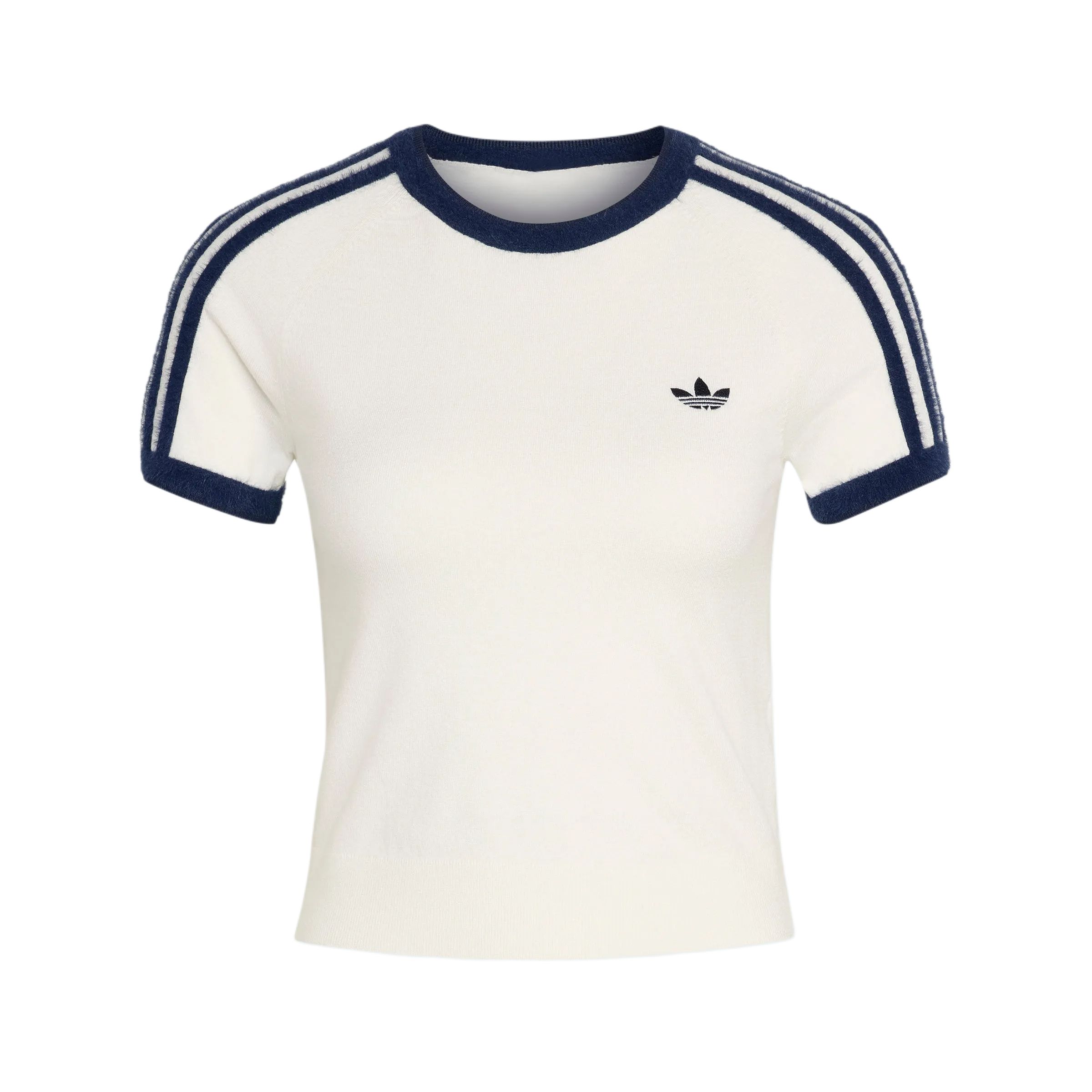 Adidas Originals Knitted Fitted Crew Neck Short Sleeve T-Shirt Women tops KS9952 XS