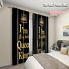 2pcs   Minimalist Curtains  print King and Queen Printed 100% Polyester (without rod) Decorations For Home Perfect for Bedroom