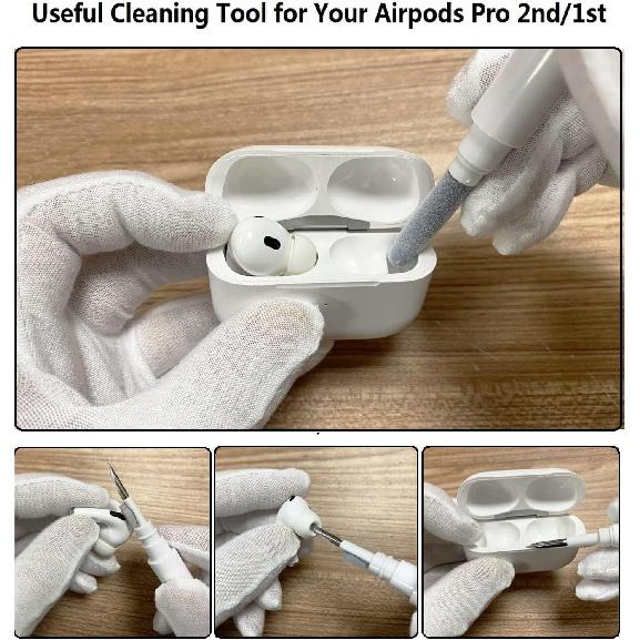 Olytop for Airpods Pro 2 Gen/Pro Case Lock with Cleaner kit&Replacement Ear Tips(S/M/L), Rugged Air Pod Pro 2nd/1st Generation Protective Cover for