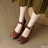 Elegant minimalist high heels new spring autumn retro cross strap fashionable versatile square toe shallow mouth women's shoes