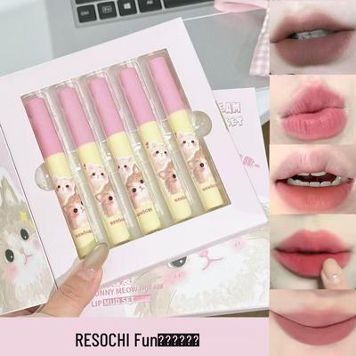 Student Lip Mud Set: Cute Pink & Nude Matte Velvet Lip Gloss Collection