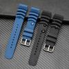 22mm 20mm 24mm Silicone Dive Strap for Seiko 5/SKX007/Turtle/Samurai – Black Blue Waterproof Watch Band with Pin Buckle
