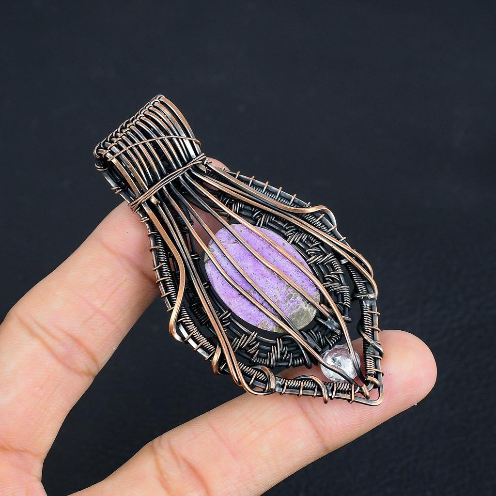 Purpurite Jewelry, 999 Copper Wire Wrapped Pendant Handmade Gemstone Jewelry, Gifts For Wife Brand New Pendant