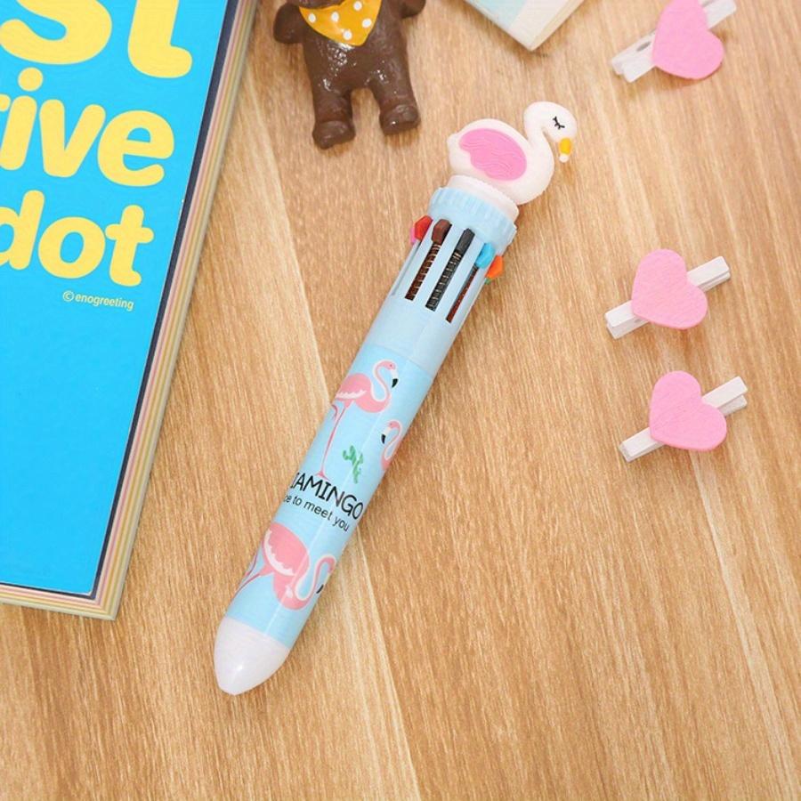 School season 10pcs 0.5mm creative stationery ten-color ballpoint pen cartoon color graffiti pen girl heart multi-color press ballpoint pen