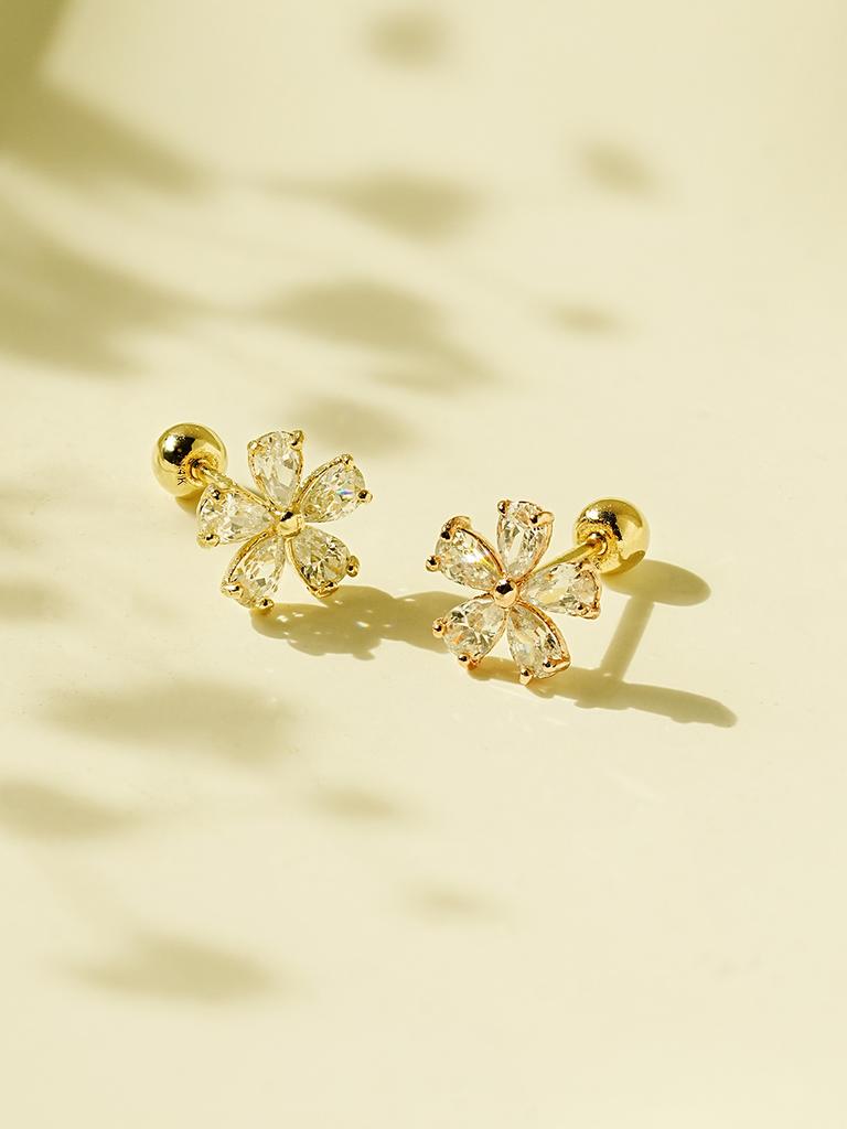Minimalpiercing 14K Dreaming Flower Piercing Earrings