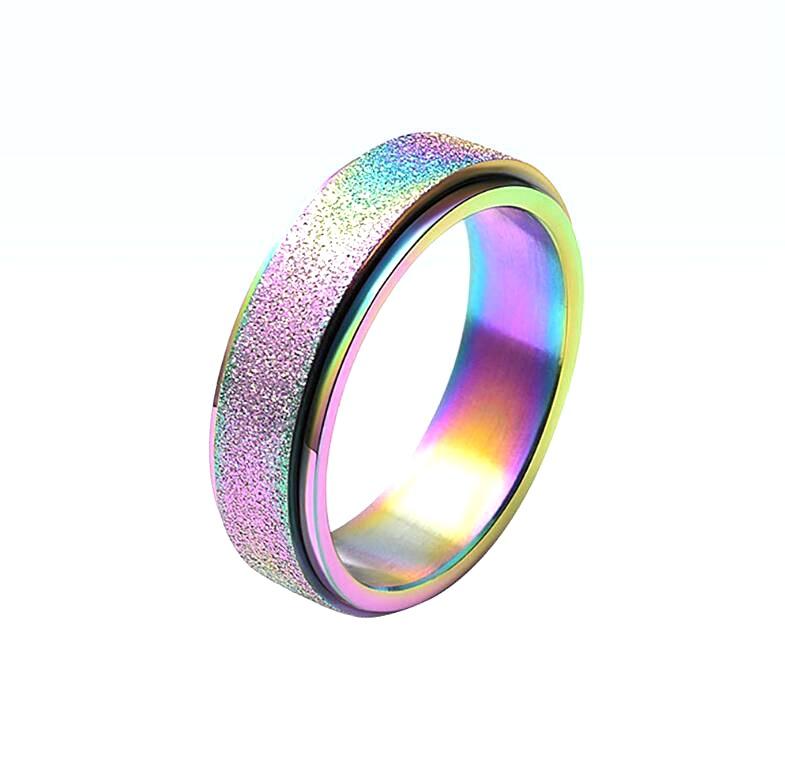 Titanium Steel Frosted Ring Rotatable Anti-anxiety Decompression Ring Ring Couple Ring