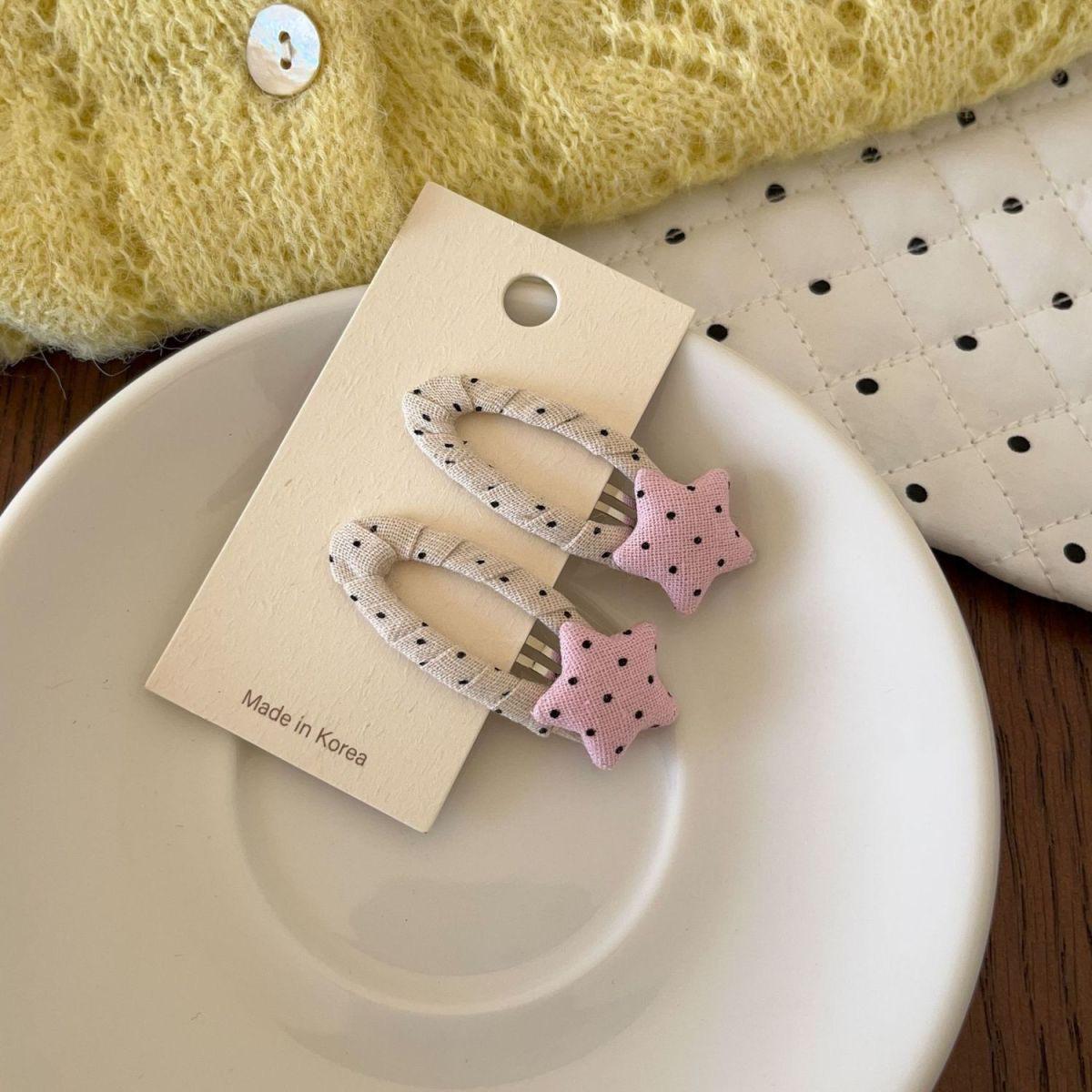 Colorful Polka Dot Star Hair Snap Clip for Girls