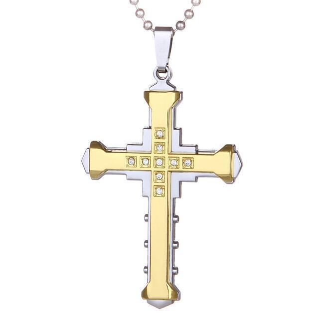 Men's Hot-Selling Three-Layer Cross Pendant Necklace Jewelry