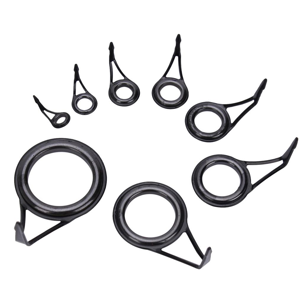 16Pcs Rod Repair Kits Ceramic Fishing Rod Guide Tip High Carbon Steels Frame Fishing Rod Guide Tip Circle Rings Eye
