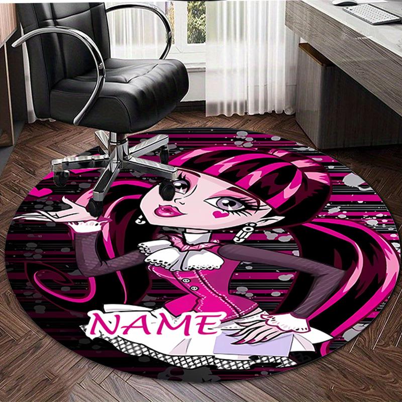 Personalized M-Monster High Draculaura Round Chair Office Rug - Perfect for Mat, Office Chair & More - Ideal Gift for Birthdays and Holidays