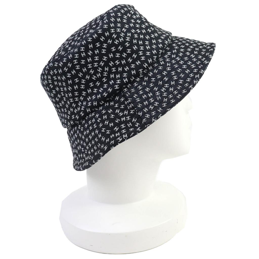 Pristine CHANEL hat Coco Beach Mini CC logo Black White Nylon Women S Used
