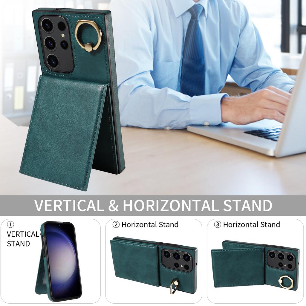Ring Bracket Vertical Opening Wallet Card Slot Phone Case for Samsung Galaxy S22,S23,S24,A05,A12,A13,A14,A15,A52,A72,A22,A32,A33,A53,A73,A23,A24...