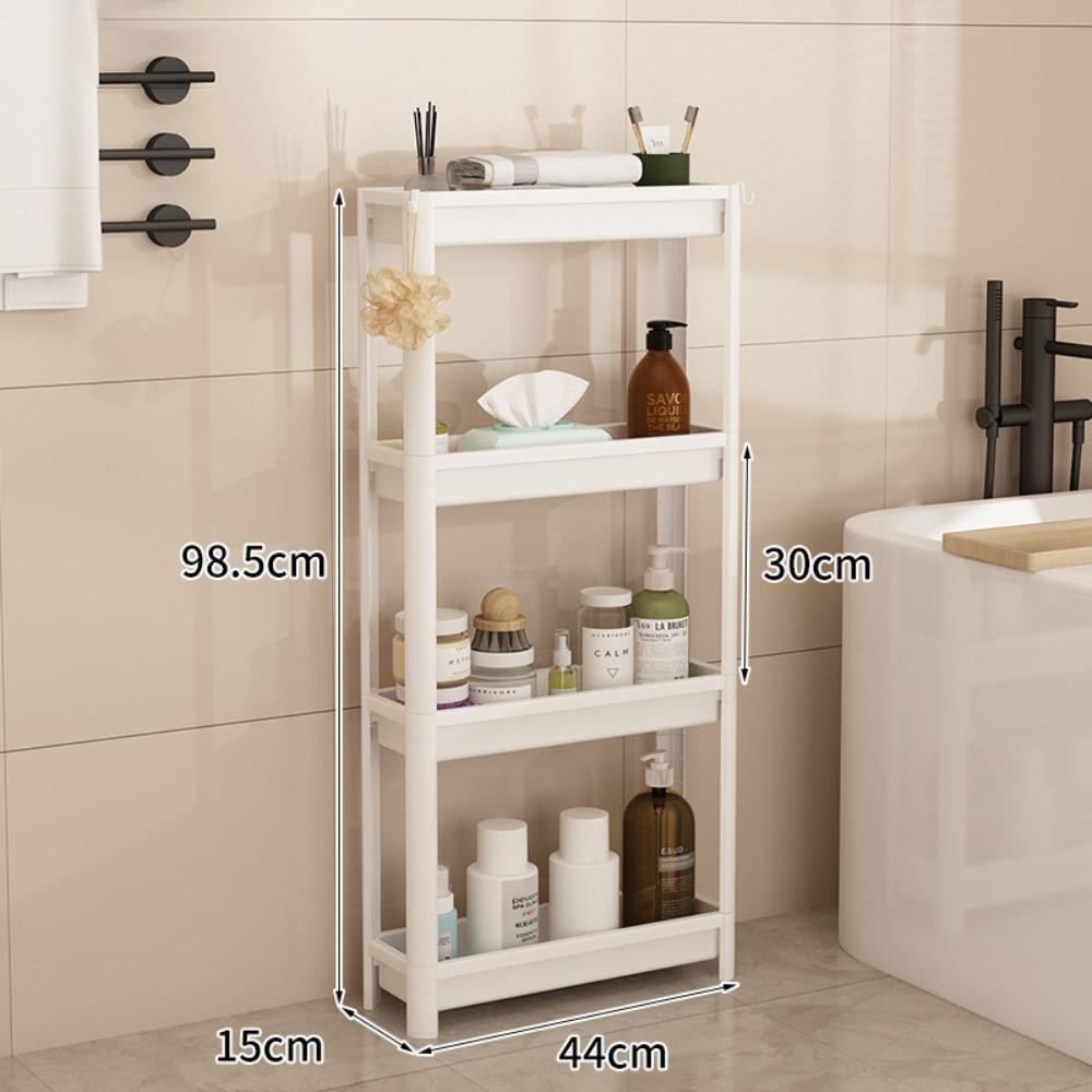 3/4 Tier Slim Rolling Storage Cart Narrow with Rolling Wheels Mobile Shelving Unit Space-Saving Tower Rack Dorm Room