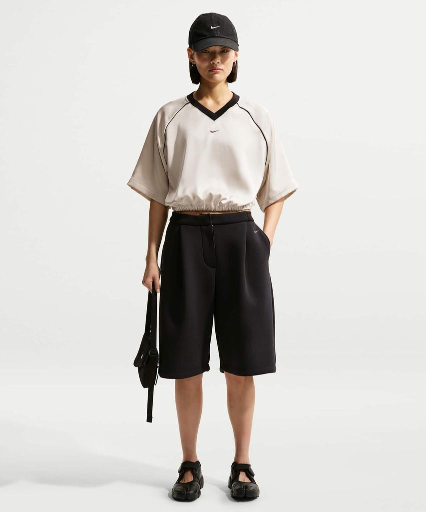 NIKE Sportswear Oversized Satin Top W - Light Bone: Black / Ih1331-072