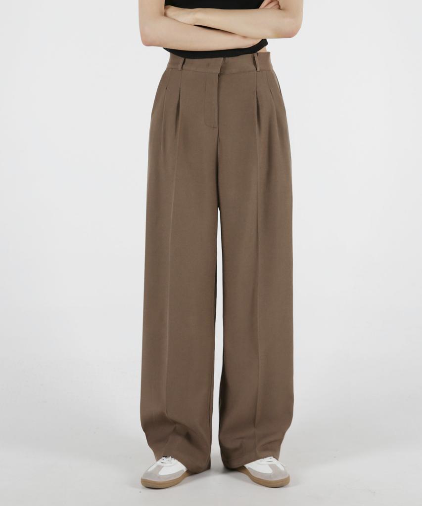 Eum Women'S Triple-Height Fitted Wide Straight Back Elastic Waist Slacks 5 Colors (C Type)
