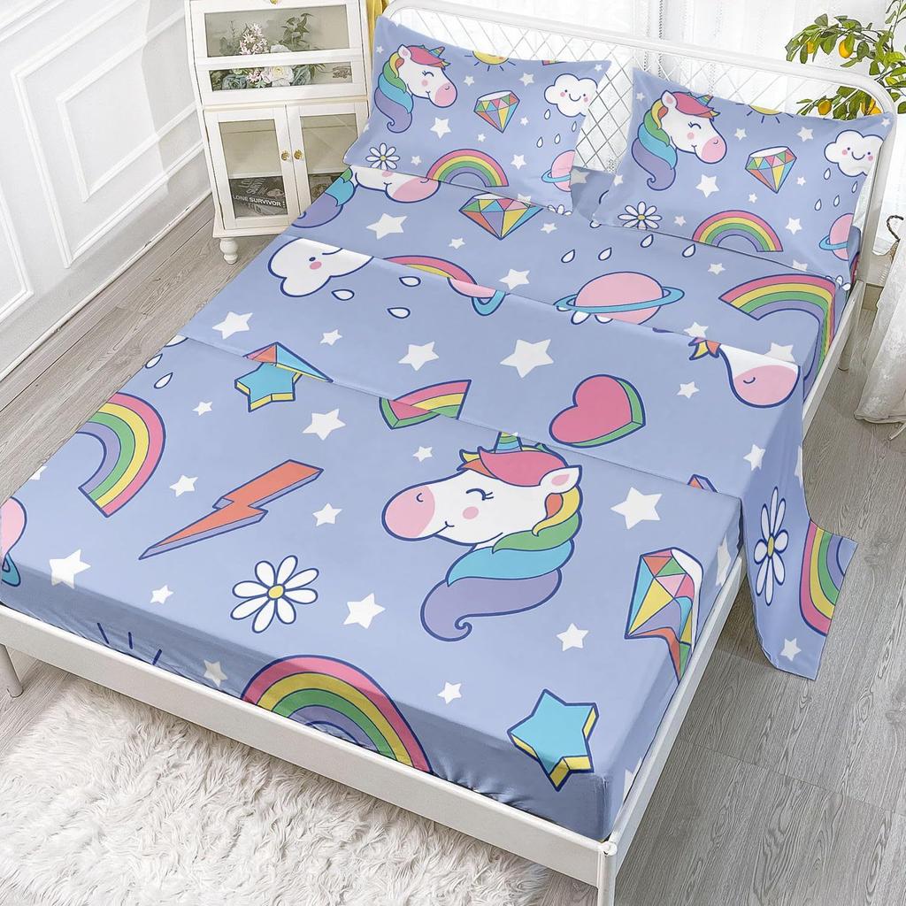 Cartoon Animal Sea Lion Pattern Bed Hat Four-Piece Bedding Set Bedroom Dormitory Bedding Decoration