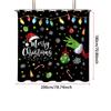 1pc Merry Christmas abstract element print waterproof shower curtain partition privacy hanging curtain 12 hooks multiple sizes