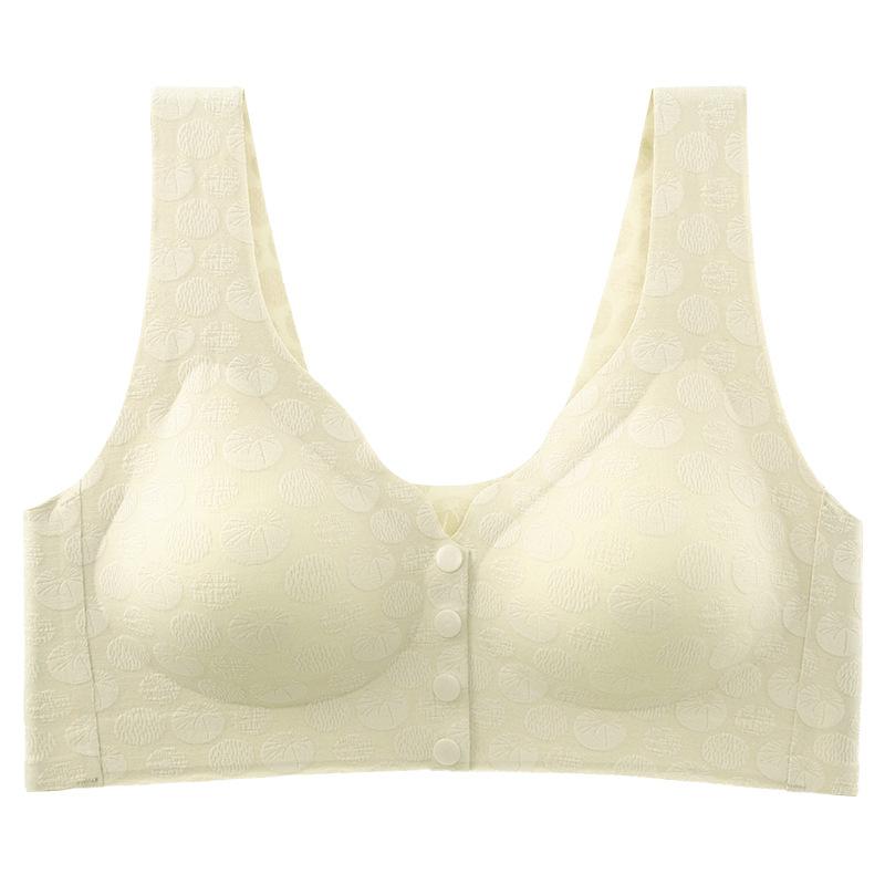 New seamless front buckle underwear women's fixed cup large elastic vest type large size steel rimless bra