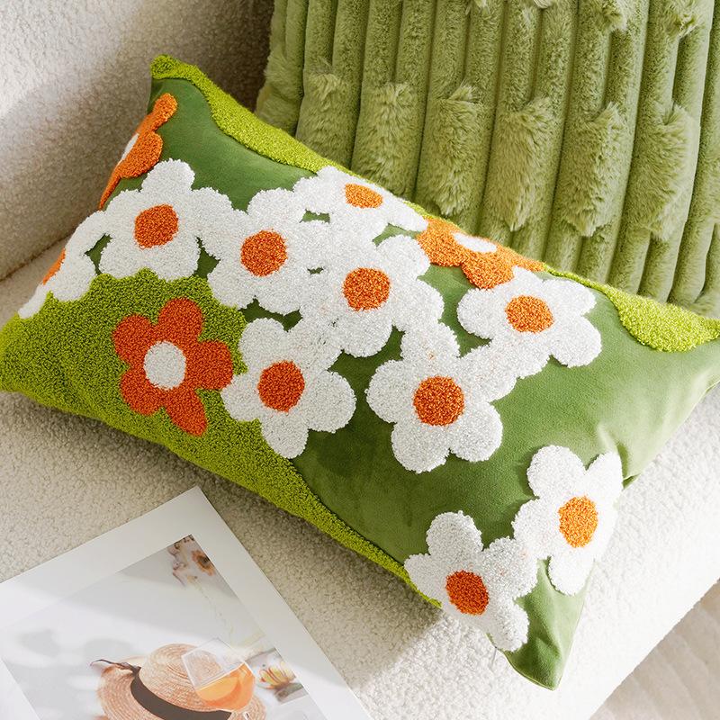 Cute Green Sofa Pillow Floral Cushion Decorative Throw Pillow Cover For Living Room Bed Window Seat Headboard 30x50cm 1980₽